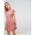 Cap Sleeve Tulip High Neck Dress